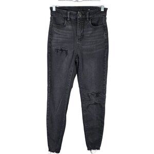 Womens American Eagle Black Distressed Curvy Hi-Rise Jegging Jeans Size 0 Reg